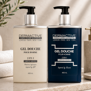 Gel douche homme 2 en 1 Dermactive 400 ml corps et cheveux